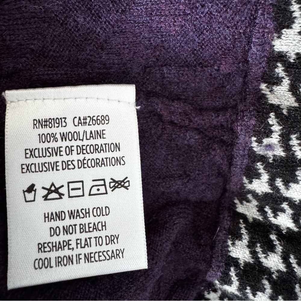 Robert Graham 100% Wool Quarter-Zip Sweater XL Classic Fit Purple - Picture 8 of 9